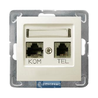Impresja ecru gniazdo telefoniczne + komputerowe RJ45 bez ramki GPKT-Y/K/M/27 Ospel 1