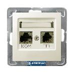 Impresja ecru gniazdo telefoniczne + komputerowe RJ45 bez ramki GPKT-Y/K/M/27 Ospel 1