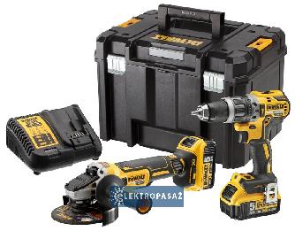 Zestaw narzędzi akumulatorowych Combo DeWalt DCK2080P2T-QW 18V XR DCD796 + DCG405 + 2x5,0Ah Li-Ion + TSTAK VI 1