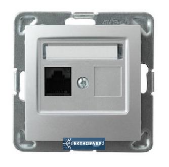 Impresja srebro gniazdo komputerowe pojedyncze RJ45 kat. 5e UTP bez ramki GPK-1Y/K/M/18 Ospel 1