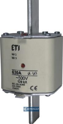 Wkładka topikowa przemysłowa zwłoczna NH3 WT-3 400A 690V AC gG kombi 004186329 ETI Polam 1