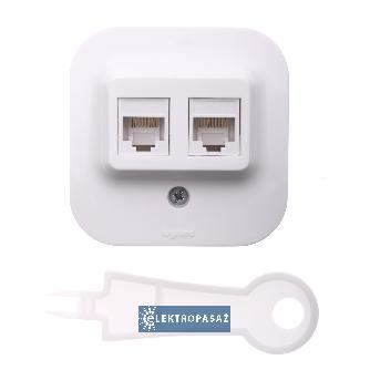 Forix IP20 biały n/t gniazdo komputerowe podwójne kat. 5e UTP 782428 Legrand 1