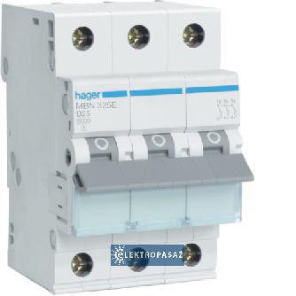 Wyłącznik nadprądowy 3P B 25A  6kA AC MCB MBN325E Hager Polo 1