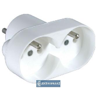 Rozgałęźnik wtyczkowy podwójny R-270 2x2P+Z 16A IP20 biały T-10834 Plastrol 1