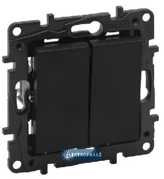 Niloe Step czarny łącznik dwugrupowy świecznikowy bez ramki 863505 Legrand 1