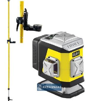 Laser krzyżowy 2x360st. Nivel CL2G wiązka zielona + tyczka rozporowa LP-36 Bluetooth 1