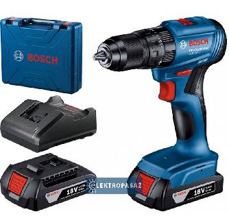 Wiertarko-wkrętarka udarowa Bosch GSB 185-LI 18V 2x2,0 50Nm Ah walizka 06019K3100 1