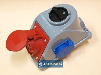 Gniazdo siłowe stałe 16A 5P z wył. L-0-P + 2P+Z 230V IP44 Combopol 960615411W PCE 1
