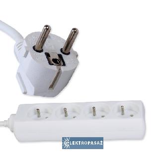 Przedłużacz 4x2P+Z  3,0m 10A 3x 1,0mm2 OWY (H05VV-F) IP20 biały PM/4-3-3M Rum-Lux 1