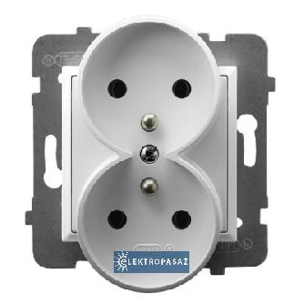 Aria biały p/t gniazdo podwójne z uziemieniem 2x2P+Z bez ramki GP-2URZ/m/00 Ospel 1