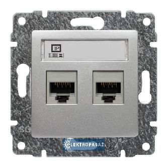 Vena aluminium gniazdo komputerowe podwójne RJ45 kat. 5e UTP bez ramki 510467 KOS wyprzedaż 1