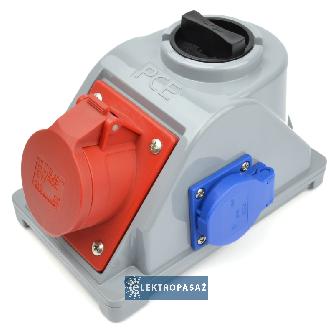 Gniazdo siłowe stałe 16A 5P z wył. 0-I + 2P+Z 230V IP44 Combopol 96061541W PCE 1