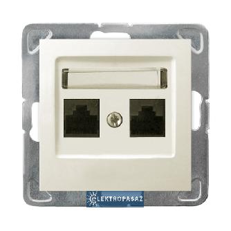 Impresja ecru gniazdo komputerowe podwójne RJ45 kat. 5e UTP bez ramki GPK-2Y/K/M/27 Ospel 1
