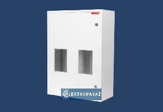 Szafka licznikowa uniwersalna z zamkiem i okienkiem 2x licznik elektron. 3F 1xTH35 18 modułów IP30 RU-2L-P Z/O /E Karwasz 1
