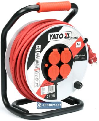 Przedłużacz bębnowy 50m 4x2P+Z 16A 3x2,5mm2 OW (H05RR-F) IP44 czerwony Yato YT-8108 Toya 1