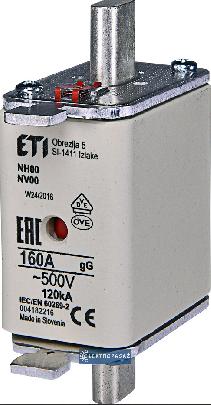 Wkładka topikowa przemysłowa zwłoczna NH00 WT-00 160A 500V AC gG kombi 004182216 ETI Polam 1