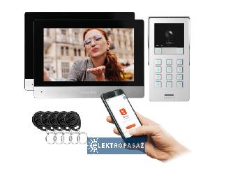 Zestaw wideodomofonowy dwurodzinny GAYD MULTI2 2-żyłowy 8cali Wi-Fi ekran dotykowy 2MP Full HD RFID szyfrator OR-VID-MA-1081/B ORNO 1