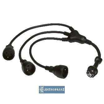 Przedłużacz trójdzielny gumowy 3x2P+Z 0,8m 16A 3x 2,5mm2 czarny 50577 Legrand 1