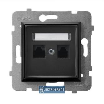 Aria czarny metalik gniazdo komputerowe podwójne RJ45 kat. 5e UTP bez ramki GPK-2U/K/M/33 Ospel 1