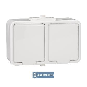 Cedar biały n/t gniazdo podwójne z uziemieniem 2x2P+Z IP44 NT-230H NT230H01 Schneider 1