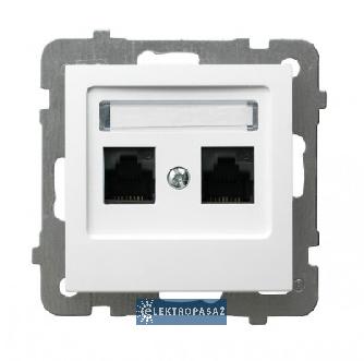 As biały gniazdo komputerowe podwójne RJ45 kat. 5e UTP bez ramki GPK-2G/K/M/00 Ospel 1
