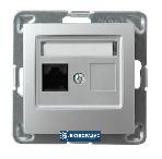 Impresja srebro gniazdo komputerowe pojedyncze RJ45 kat. 5e UTP bez ramki GPK-1Y/K/M/18 Ospel 1