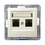 Impresja ecru gniazdo komputerowe podwójne RJ45 kat. 5e UTP bez ramki GPK-2Y/K/M/27 Ospel 1
